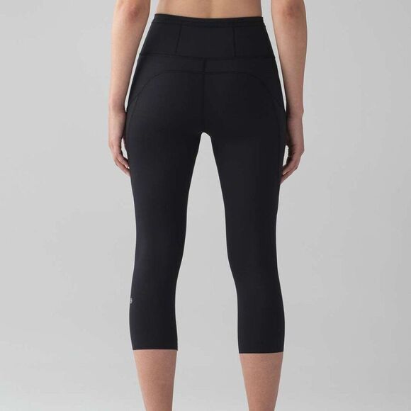 LULULEMON Fast Free Crop II Nulux 19" Womens Sz 2 Black Leggings Yoga Running - Picture 5 of 16